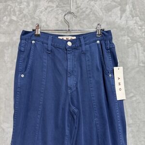 AMO Madeline Jogger Pants Womens 25 Blue Neptune Relaxed Tapered Made USA Casual